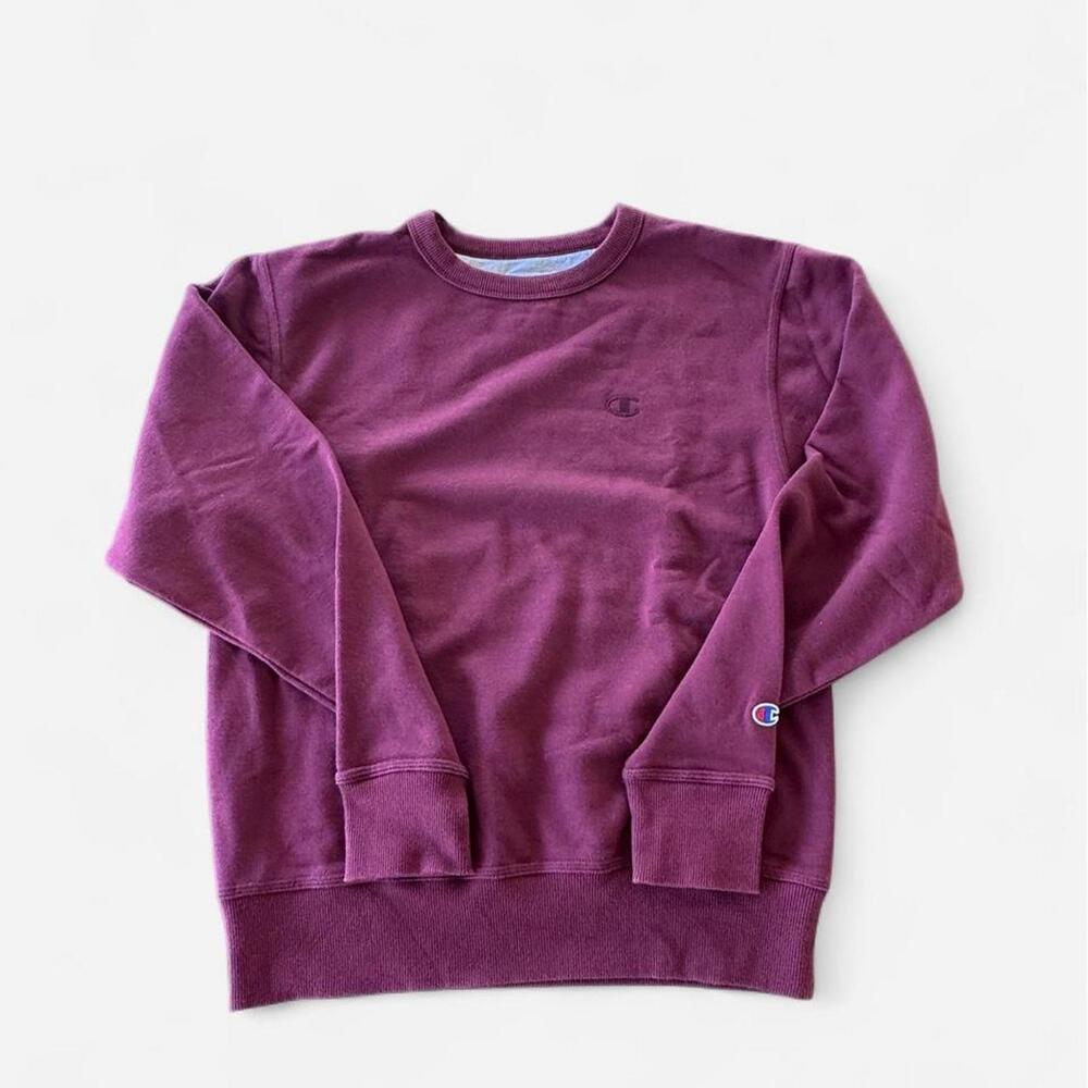 Champion Sweatshirt Mens Small Purple Fleece Crewneck Pullover Embroidered Logo